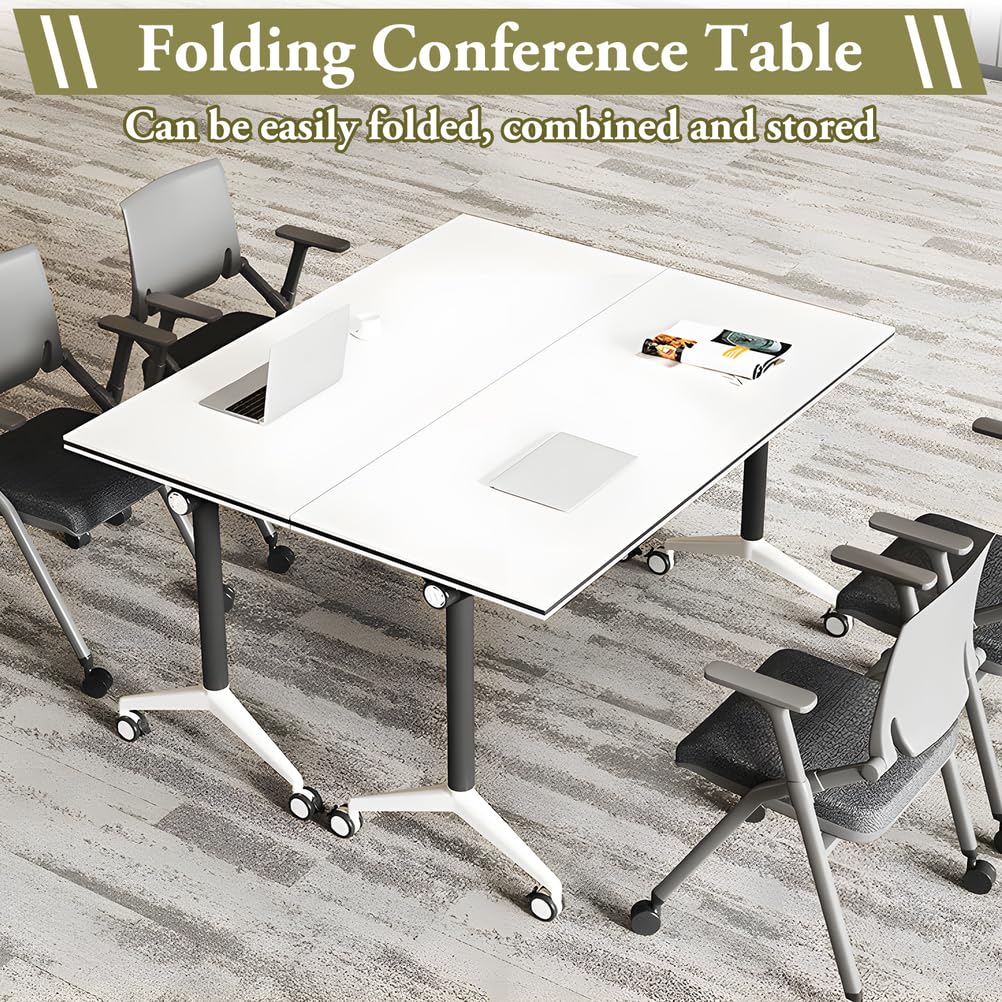 Foldable Mobile Seminar Table with Locking Casters, 8 Pack D245104