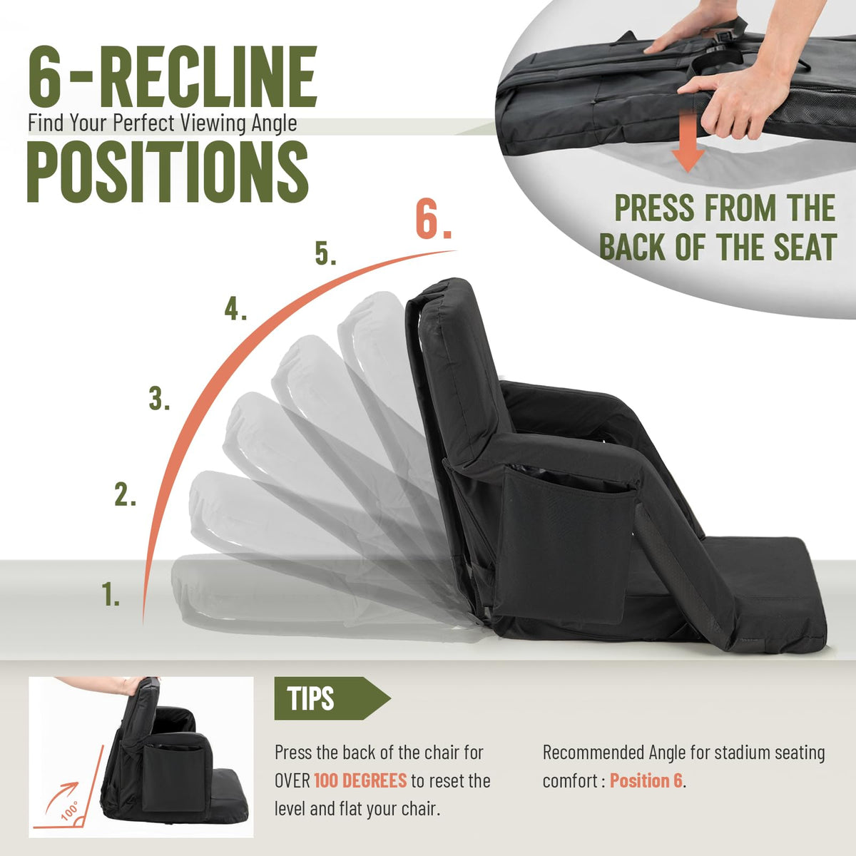 Stadium Seat with Back Support and Armrests, 2-Pack L78402