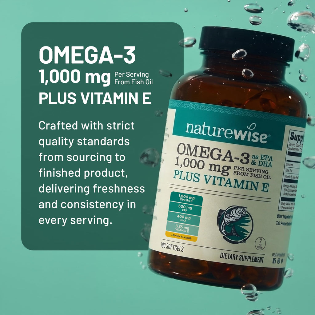 Omega 3 Fish Oil Supplement 1000mg 600 EPA 400 DHA Lemon Flavor 60 Softgels G778