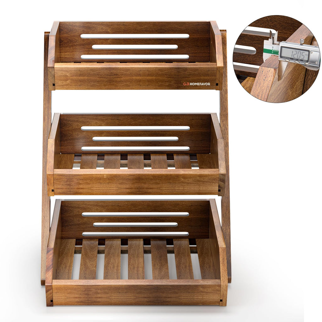 3-Tier Acacia Wood Fruit Basket N169