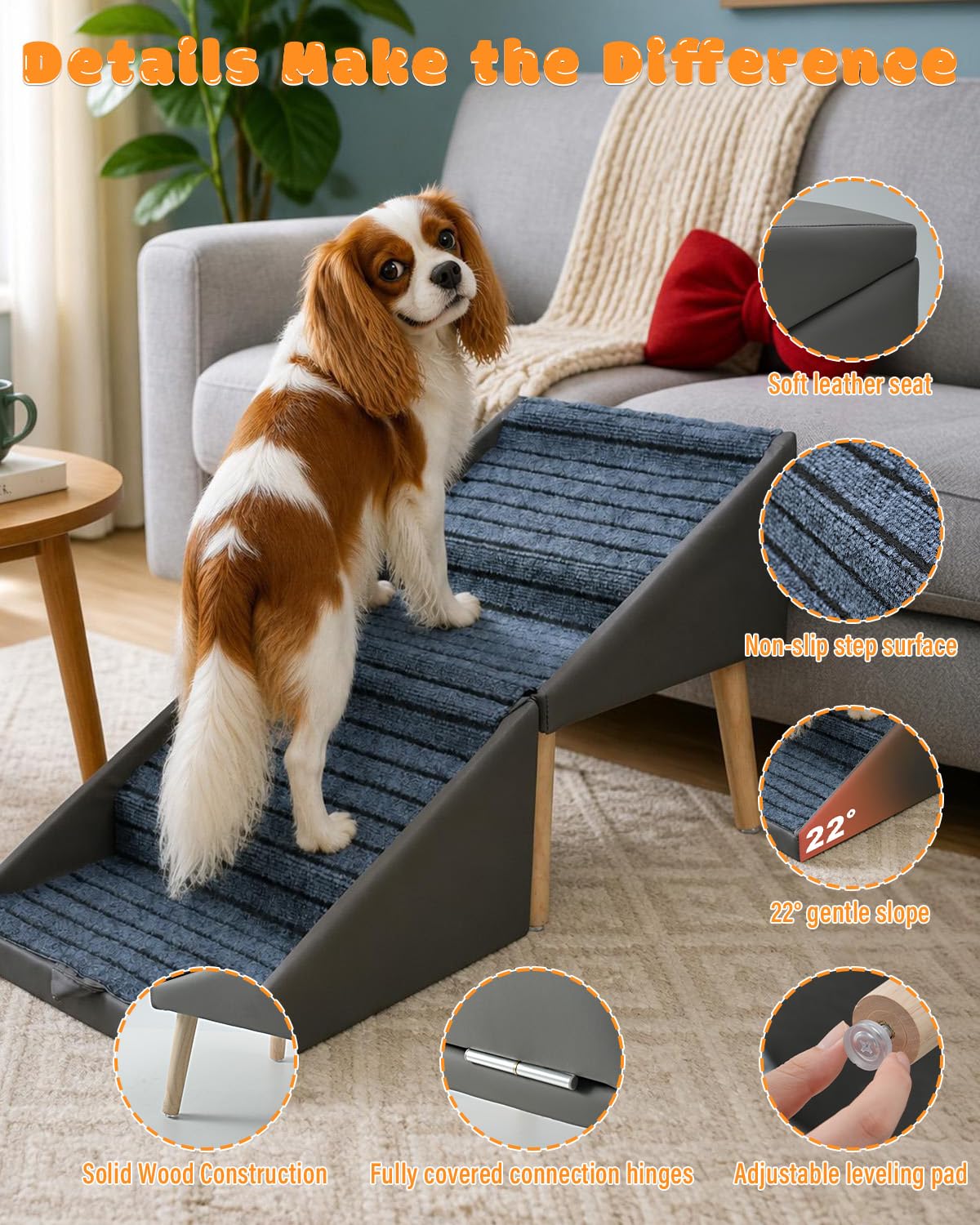 Foldable 4 Steps Non-Slip Pet Stairs W34838