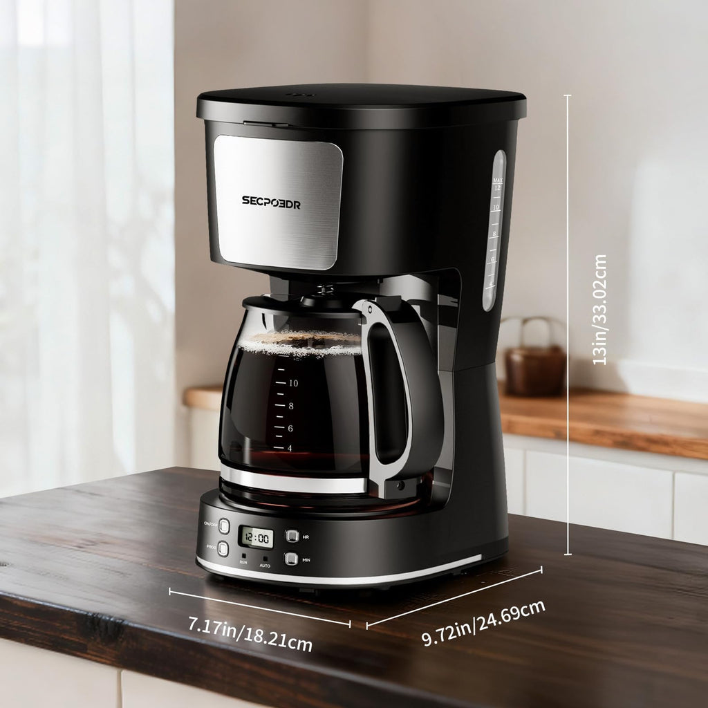 12 Cup Programmable Drip Coffee Maker with Glass Carafe and Reusable Filter K842