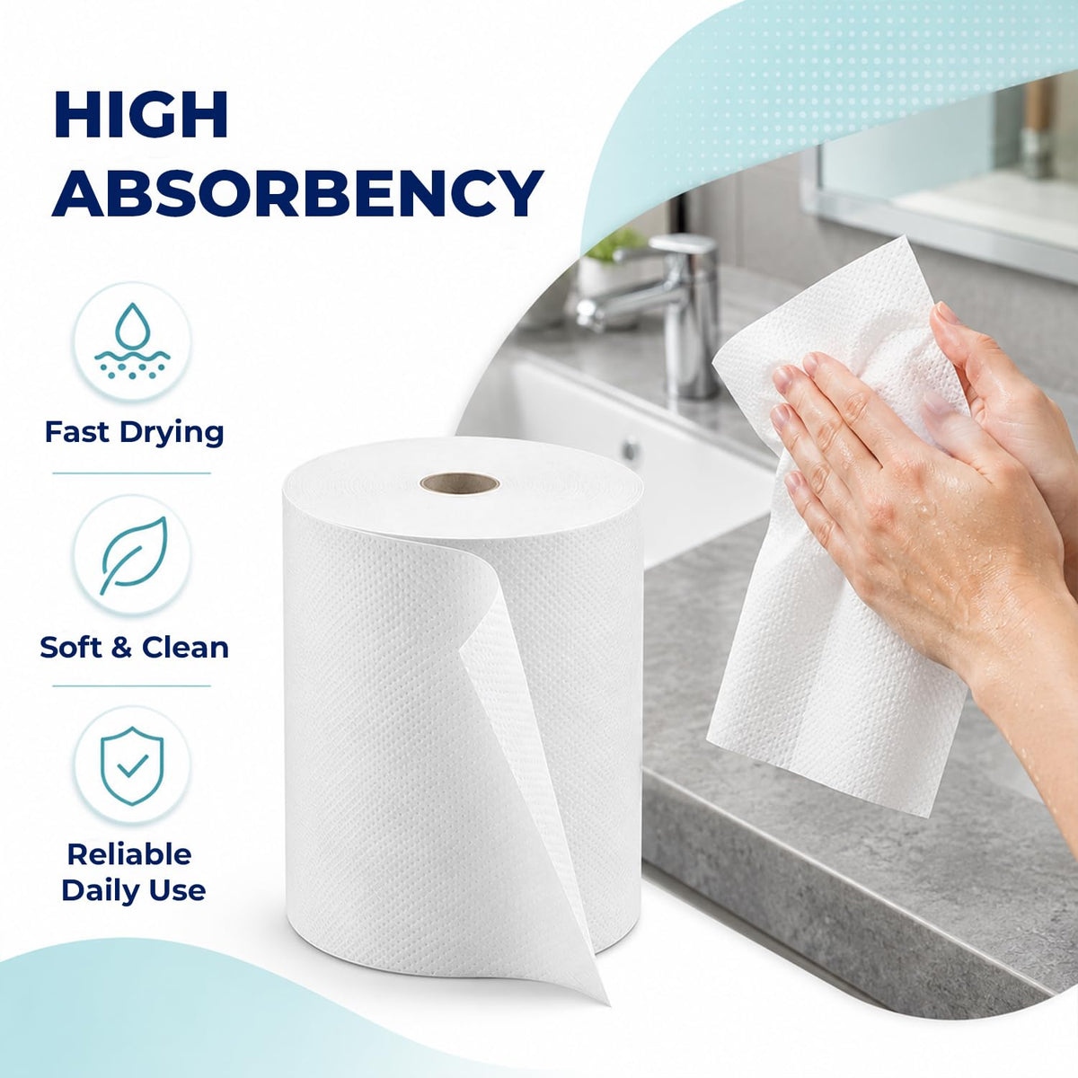 White Hardwound Paper Hand Roll Towel 6 Rolls Y9254