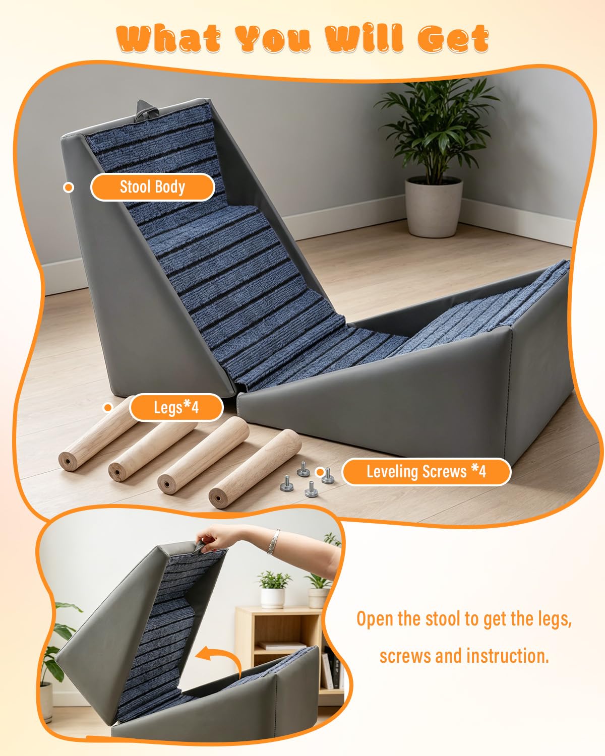 Foldable 4 Steps Non-Slip Pet Stairs W34838