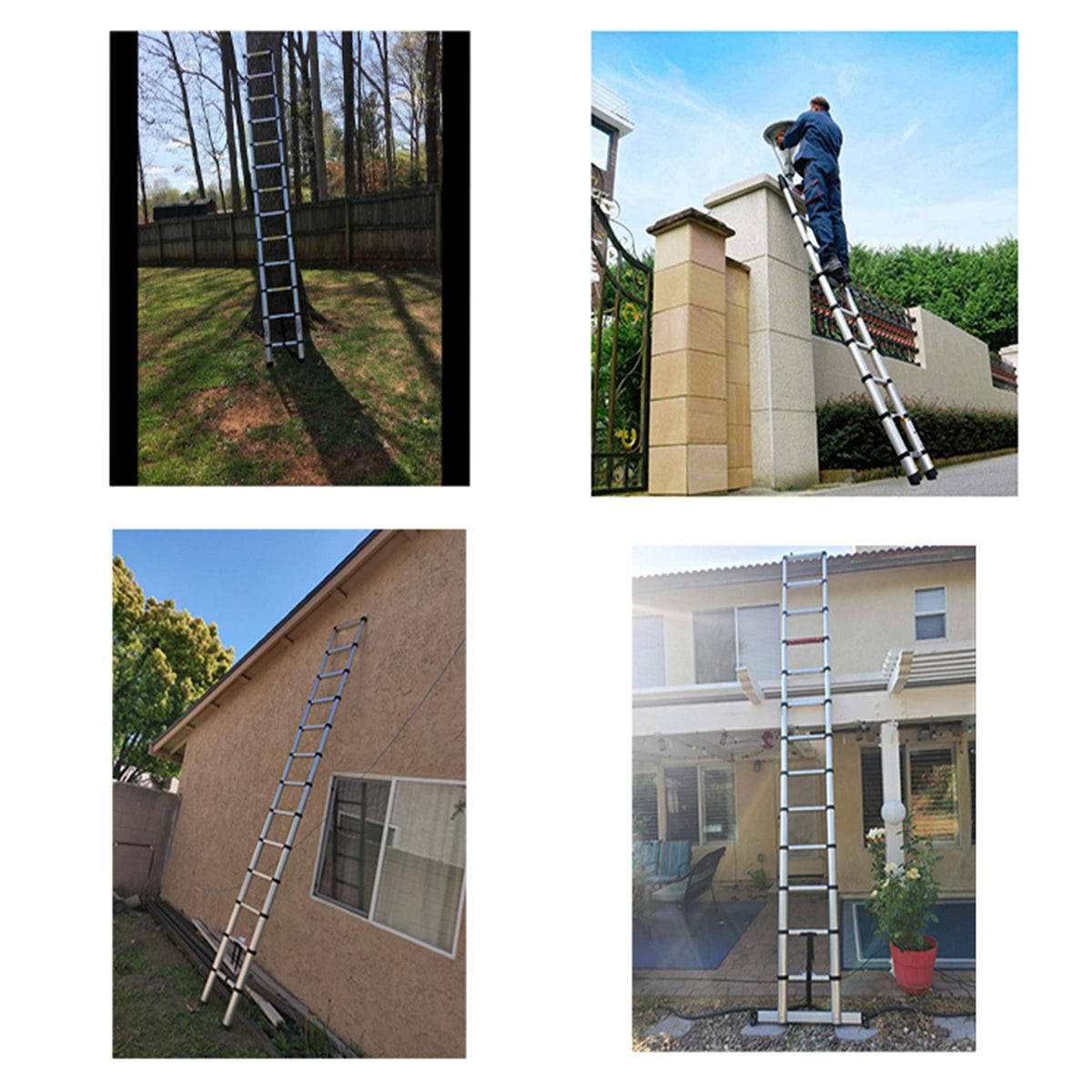 Aluminum Telescopic Extension Ladder 330 lbs Capacity 14.5FT I551124