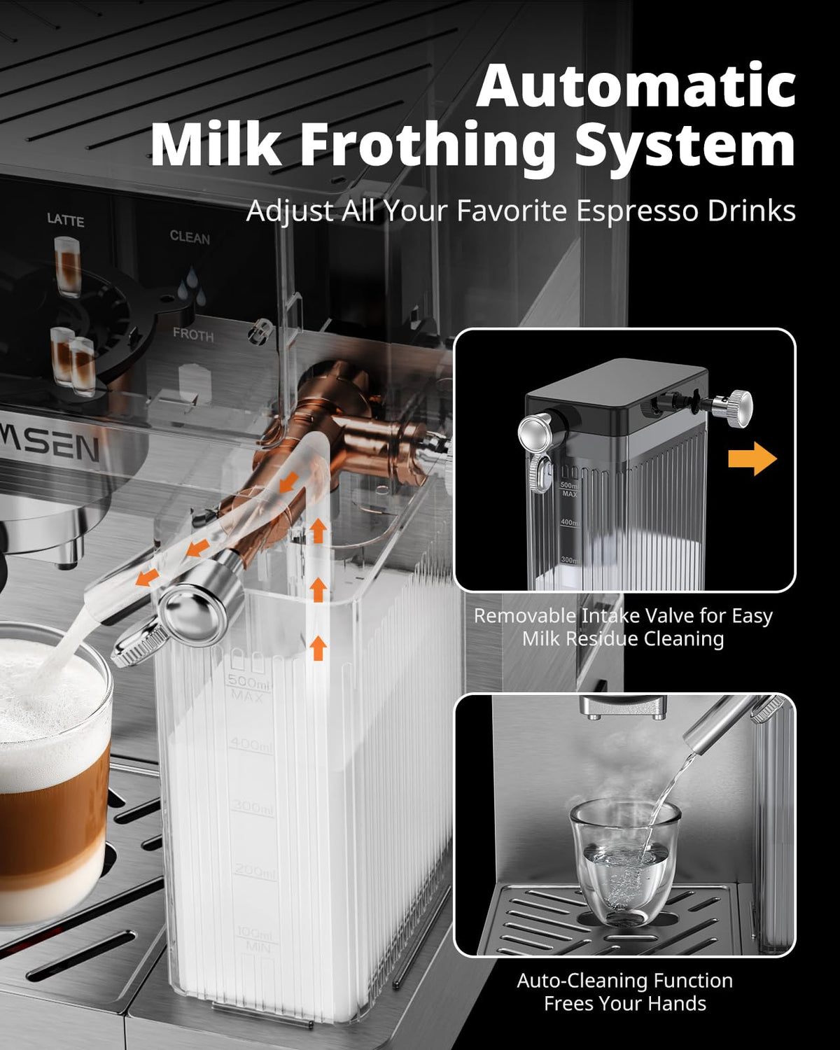 20 Bar Espresso Machine with Milk Frother, Stainless Steel, 60oz Water Tank H96416