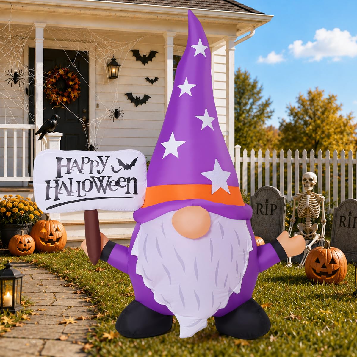 5FT Halloween Inflatable Gnome Yard Decor with LEDs F557