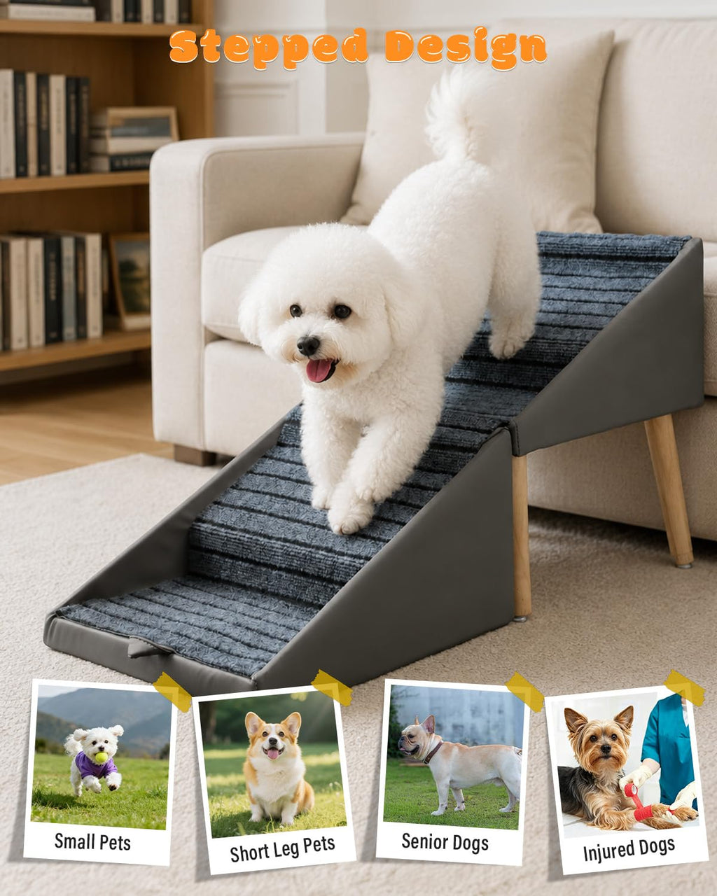 Foldable 4 Steps Non-Slip Pet Stairs W34838
