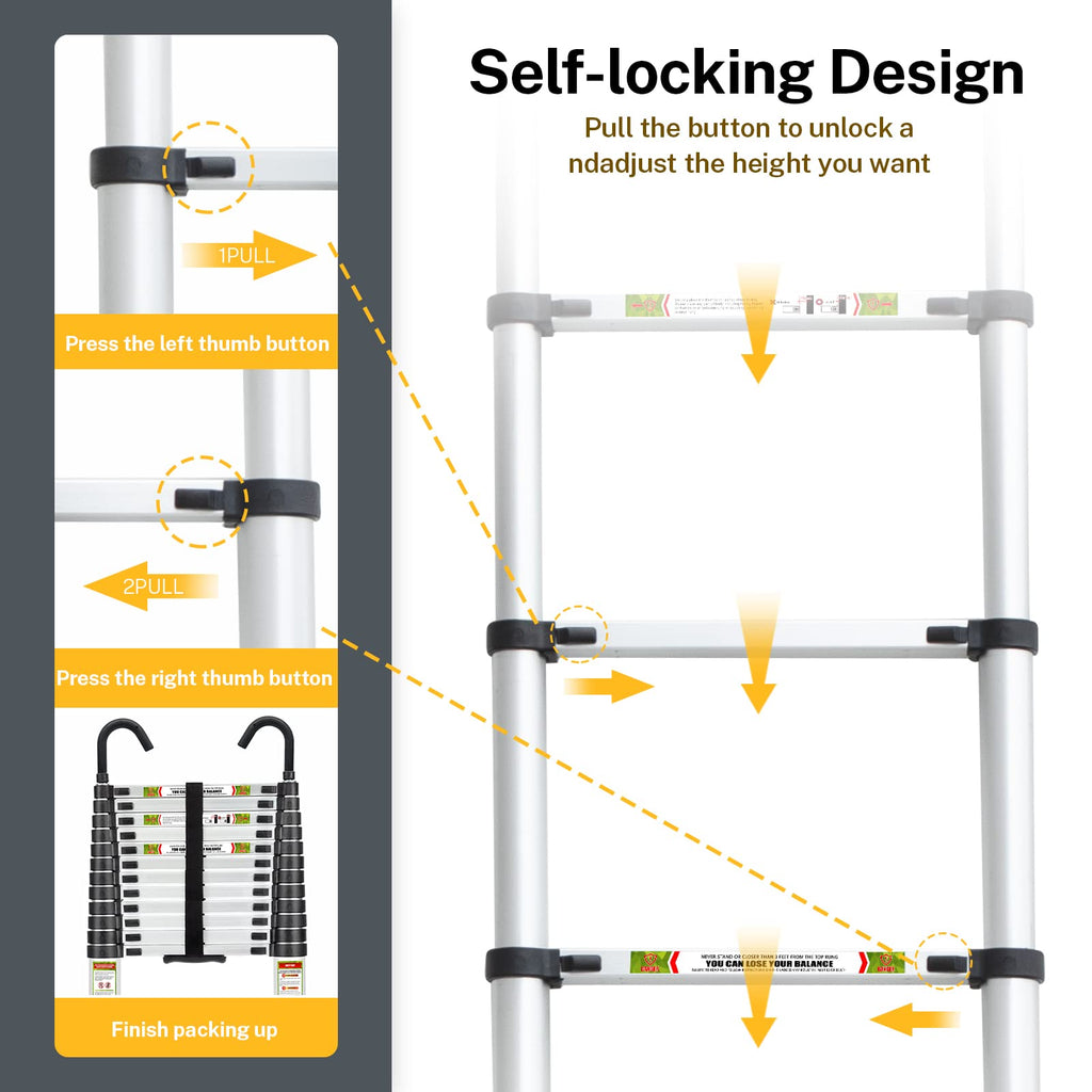 12.5 FT Aluminum Telescoping Ladder T70658