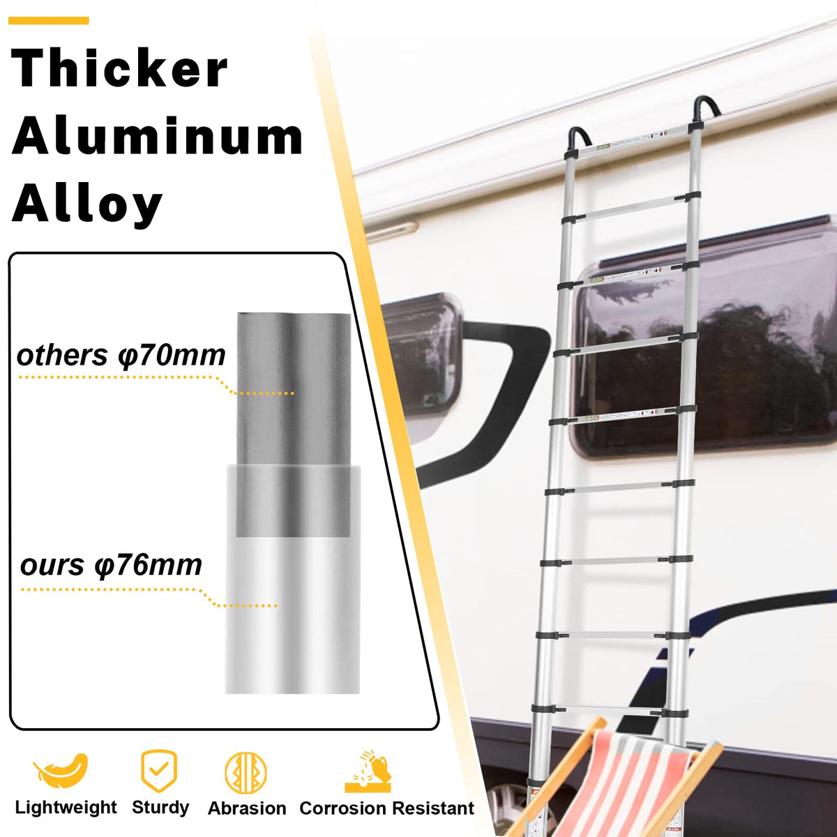 12.5 FT Aluminum Telescoping Ladder T70658