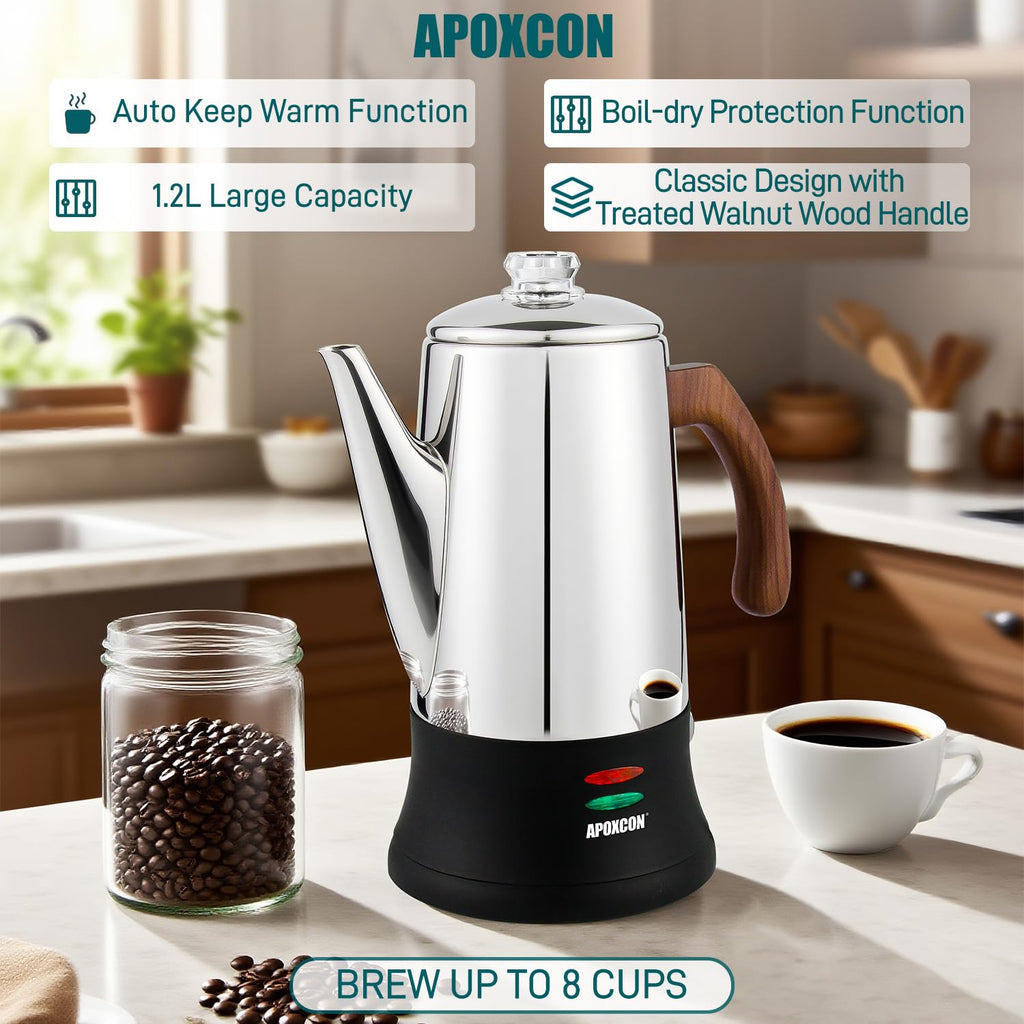 Electric Stainless Steel Coffee Percolator 8 Cup Y4697
