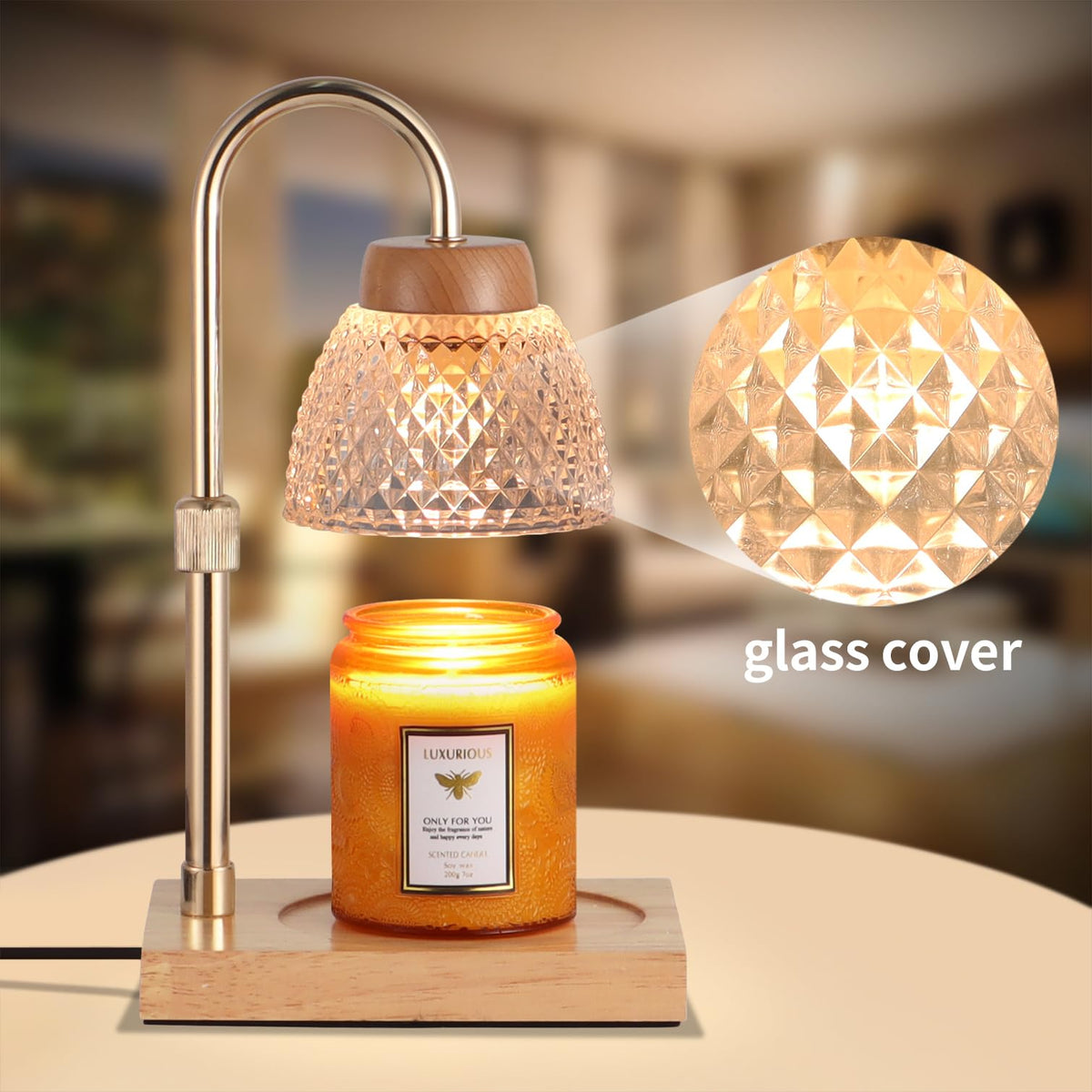 Dimmable Candle Warmer Lamp with Timer Adjustable Height F5208