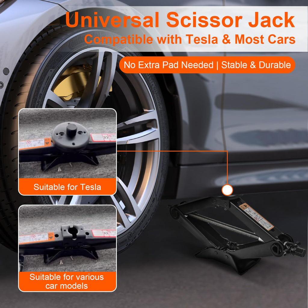 2.5 Ton Scissor Jack with Jack Pads & Tire Repair Kit F622