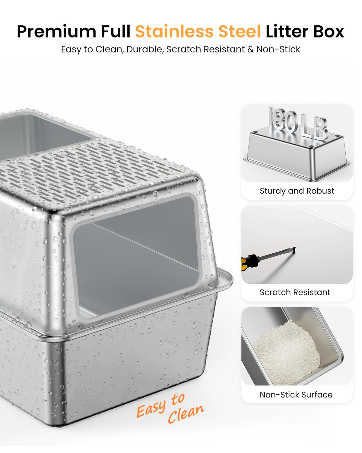 Stainless Steel Enclosed Cat Litter Box with Lid I851718