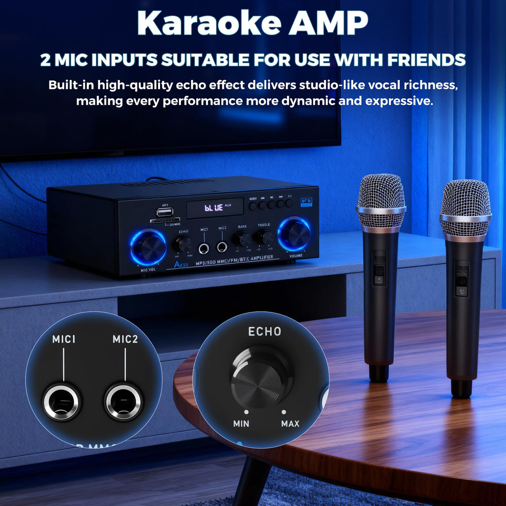 2 Channel 400W Bluetooth Stereo Audio Amplifier Y7215