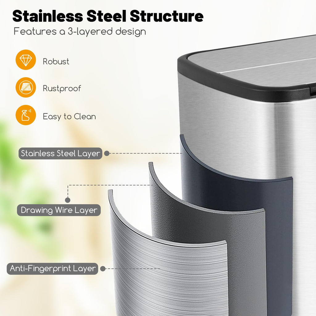 12 Gallon Stainless Steel Kitchen Trash Can I16635