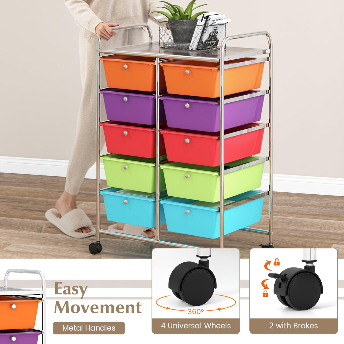 10 Drawer Rolling Storage Cart H535