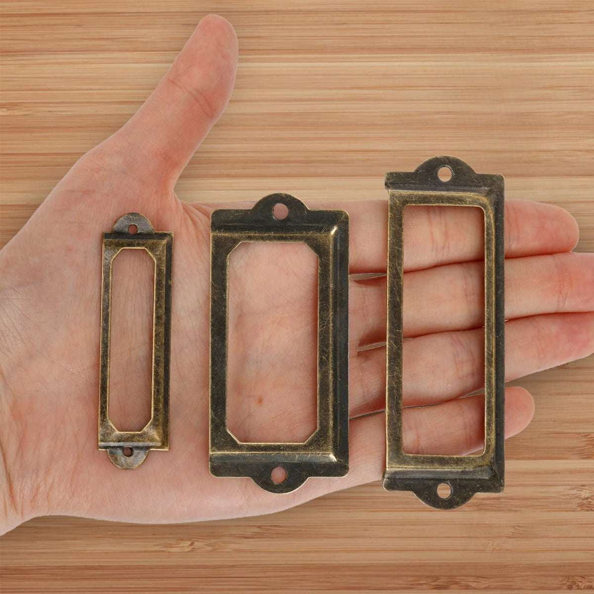 60 Pcs Metal Label Holders, 3 Sizes J56064