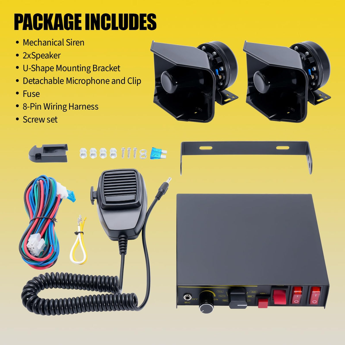 12V 400W 9 Tones Emergency Siren PA System with Microphone K477847