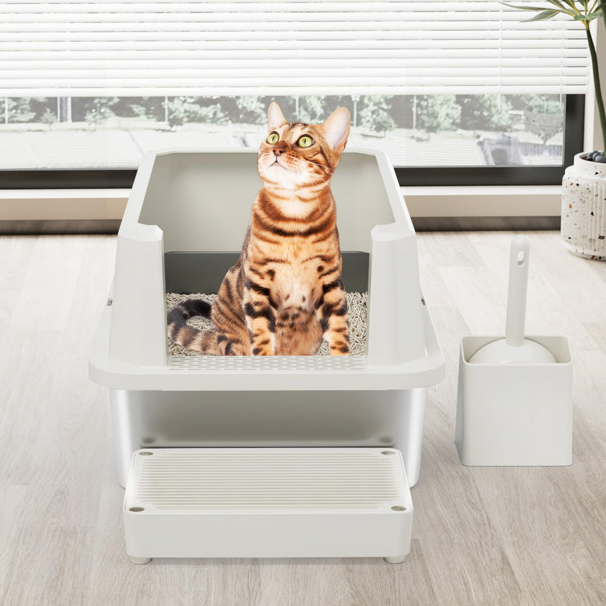 Stainless Semi-Closed Litter Box V230356