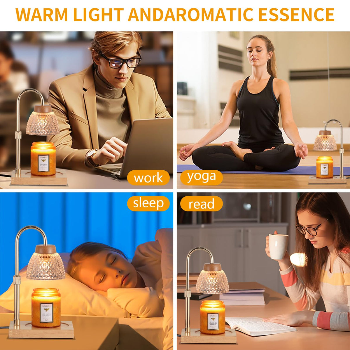 Dimmable Candle Warmer Lamp with Timer Adjustable Height F5208