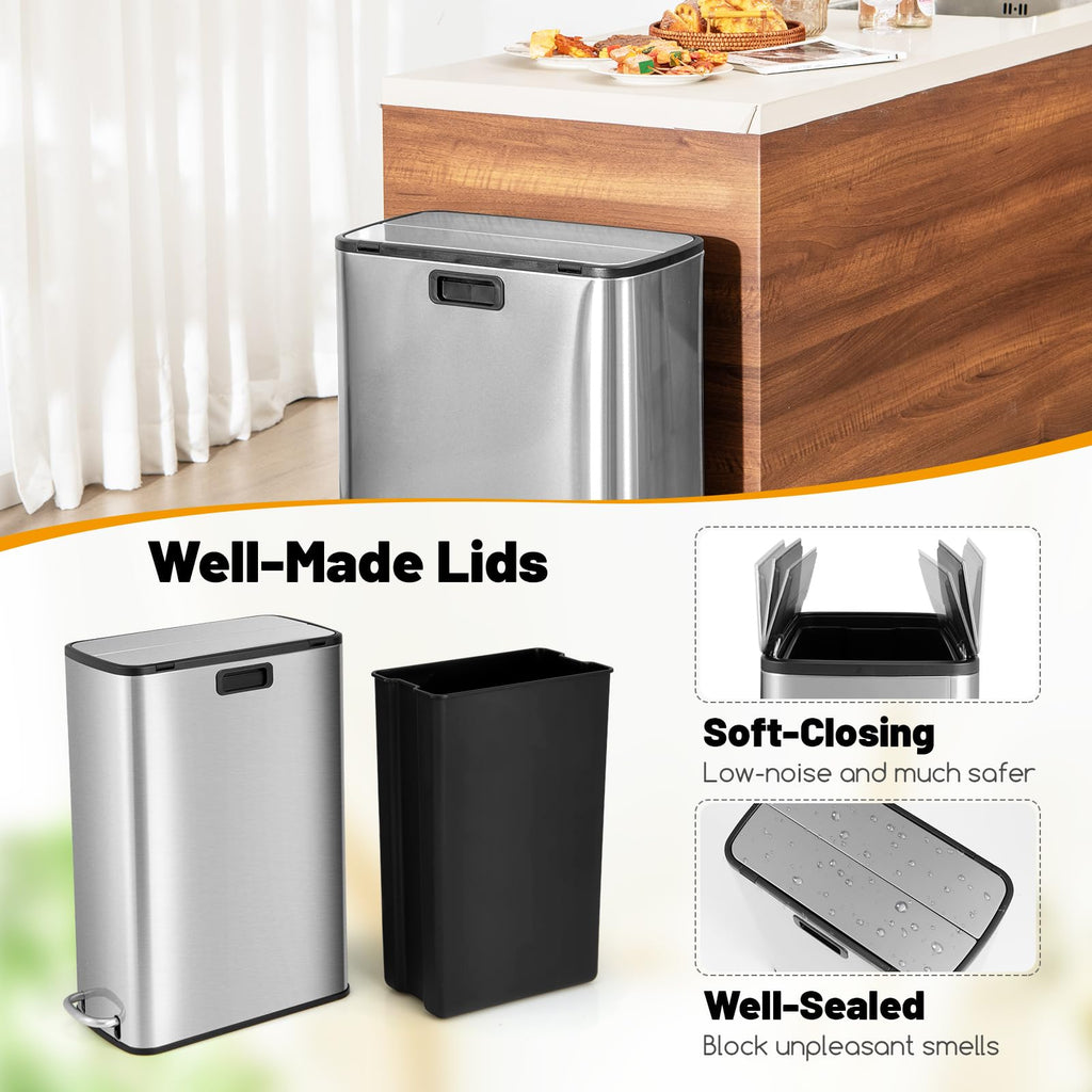 12 Gallon Stainless Steel Kitchen Trash Can I16635