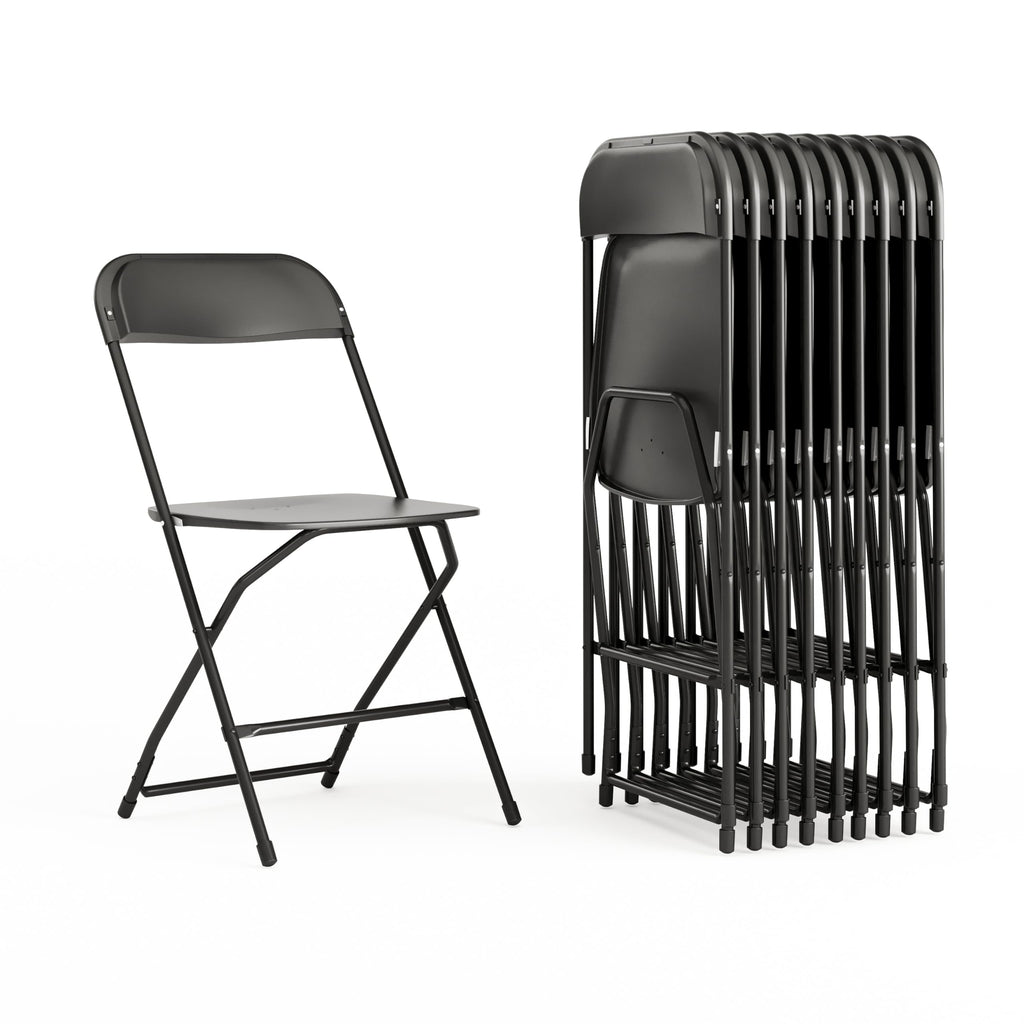 Black Plastic Folding Chair 10-Pack E856