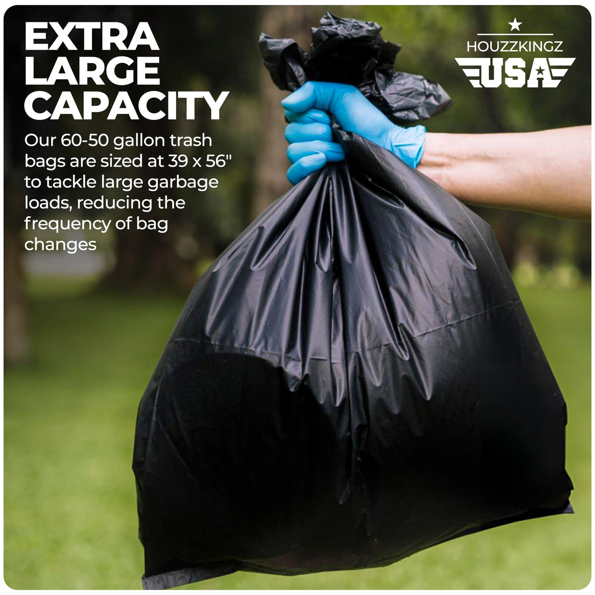 55 Gallon 20 Black Heavy Duty Trash Bags O440