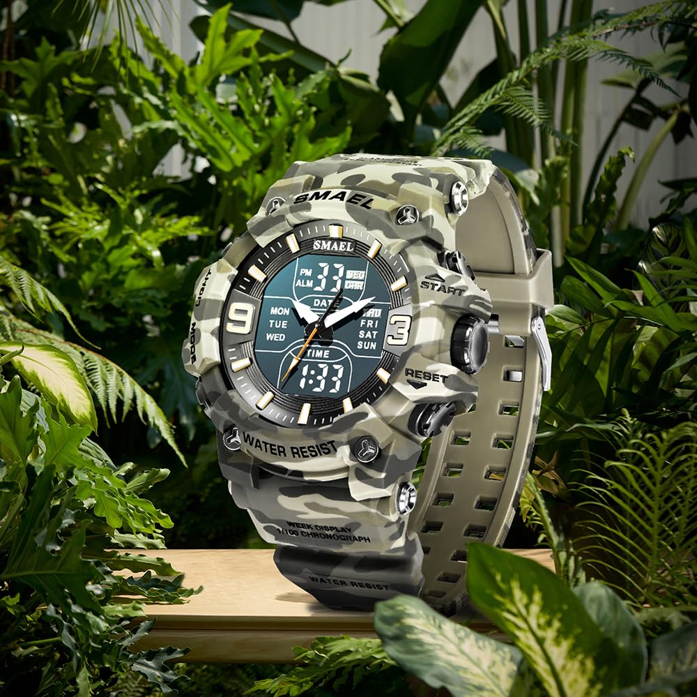 Men Tactical Analog Digital Sport Watch 50M LED C24680