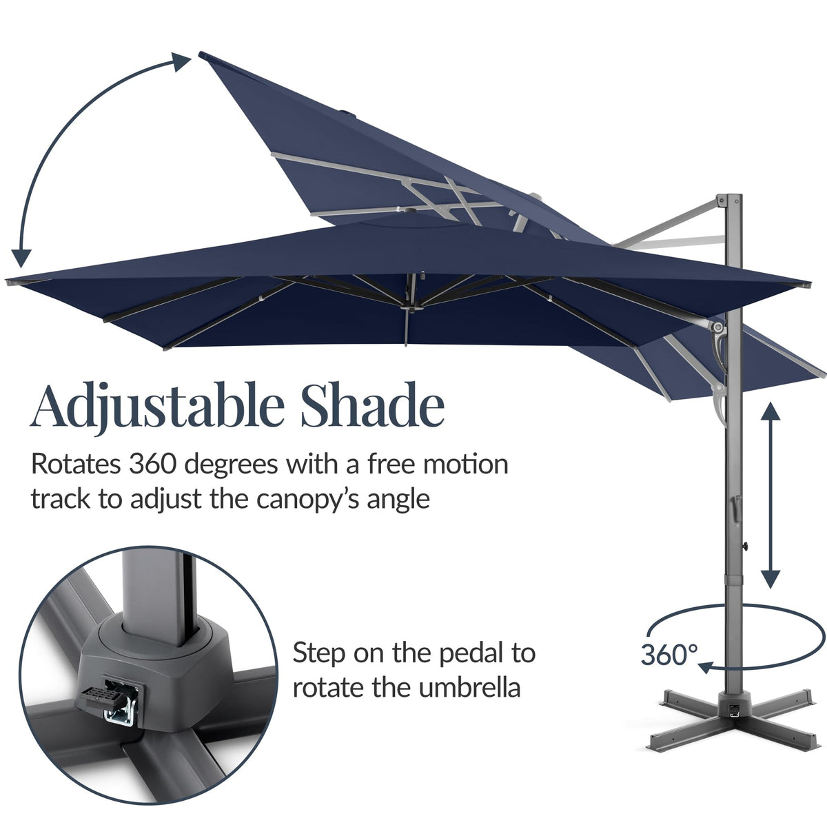 10x10ft Cantilever Patio Umbrella with 260 GSM Canopy and Aluminum Frame Q603
