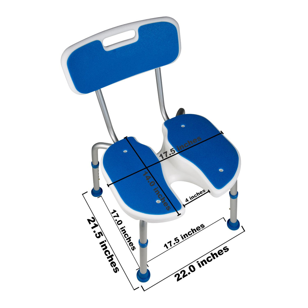 White Blue Foam Padded Shower Safety Seat with Backrest S1506
