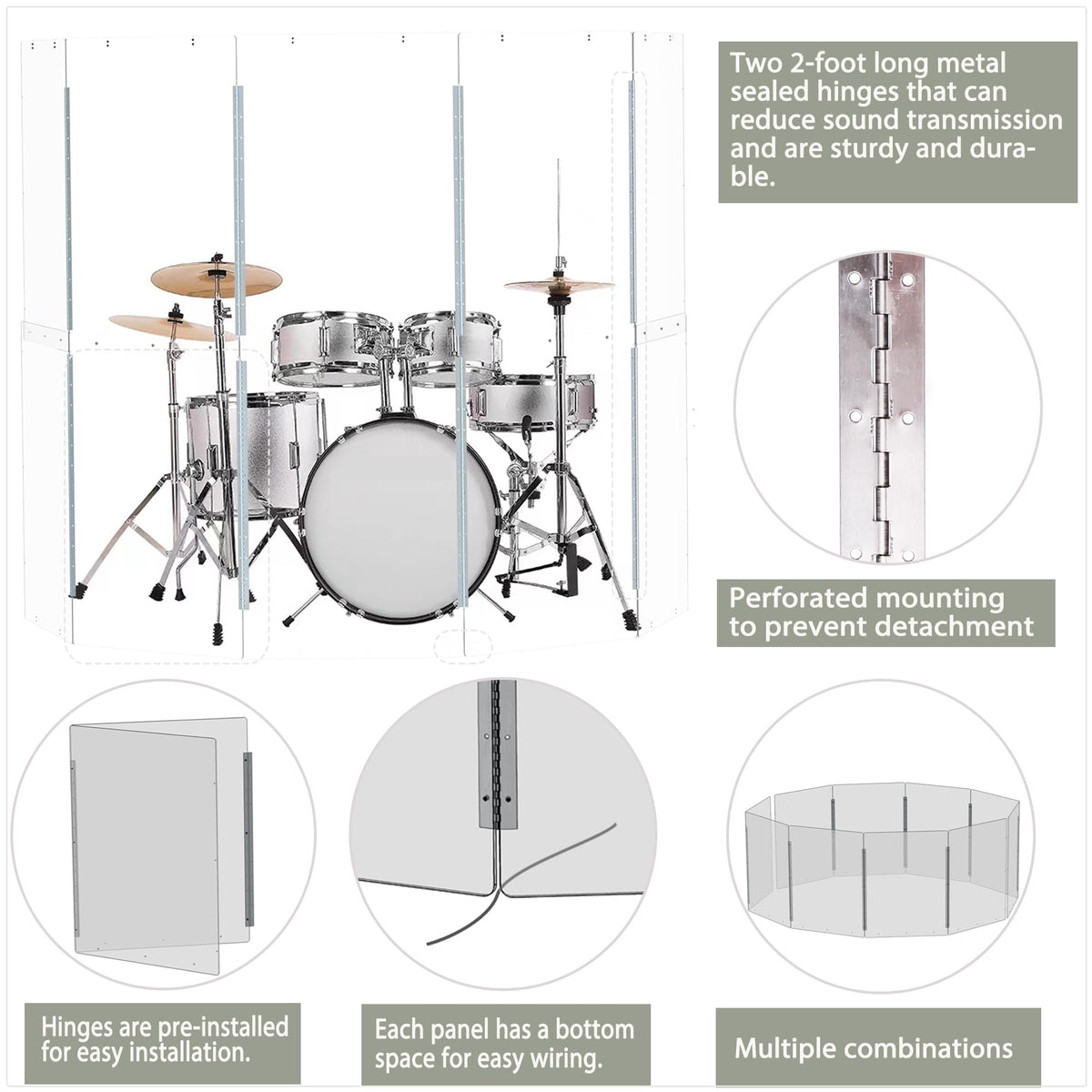 Portable Drum Shield Panels 5-Panels 2ft x 5ft N60129