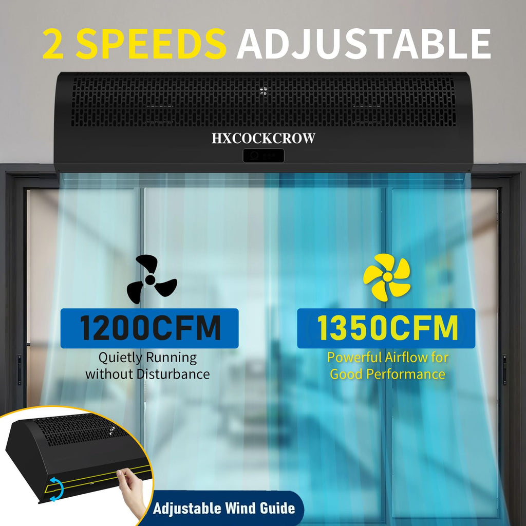 36 Inch Black Air Curtain with Door Magnetic Switch D607