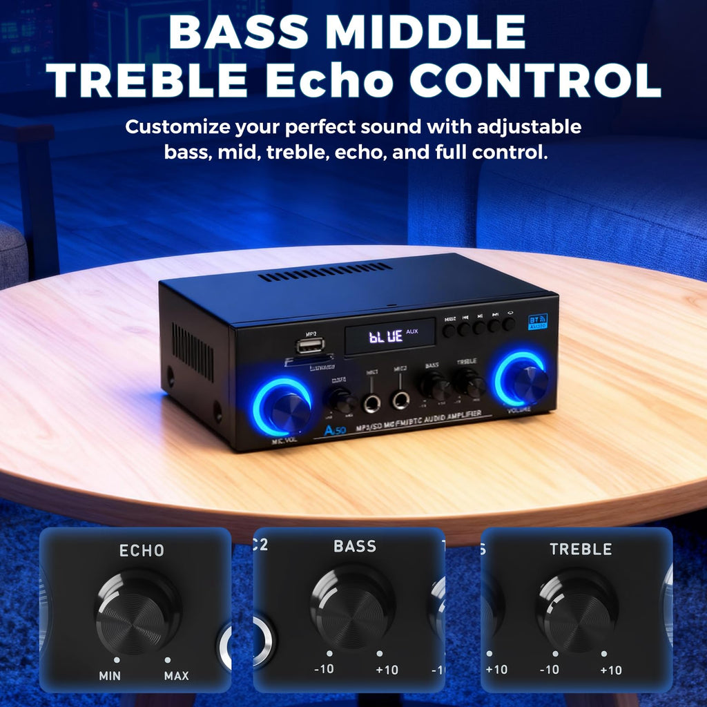 2 Channel 400W Bluetooth Stereo Audio Amplifier Y7215