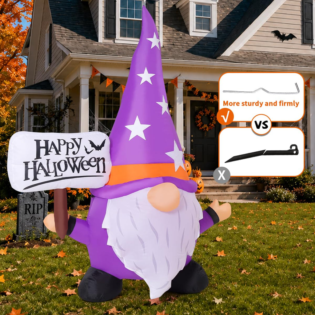 5FT Halloween Inflatable Gnome Yard Decor with LEDs F557