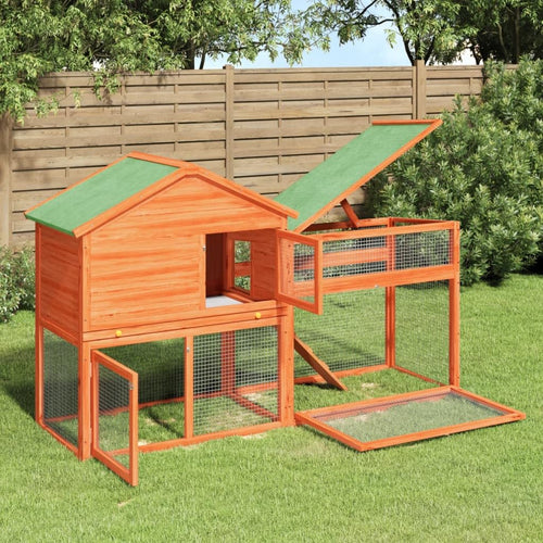 2-Tier Wooden Rabbit Hutch Small Animal Cage K40069
