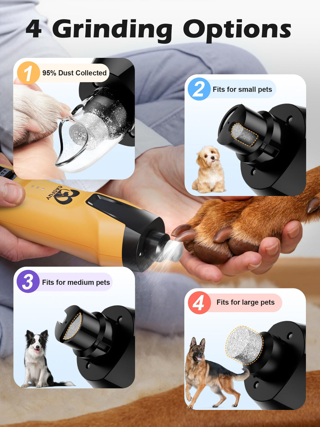 6-Speed Dog Nail Grinder with Dust Cap & 2 LED Lights & 2000mAh Battery X82424