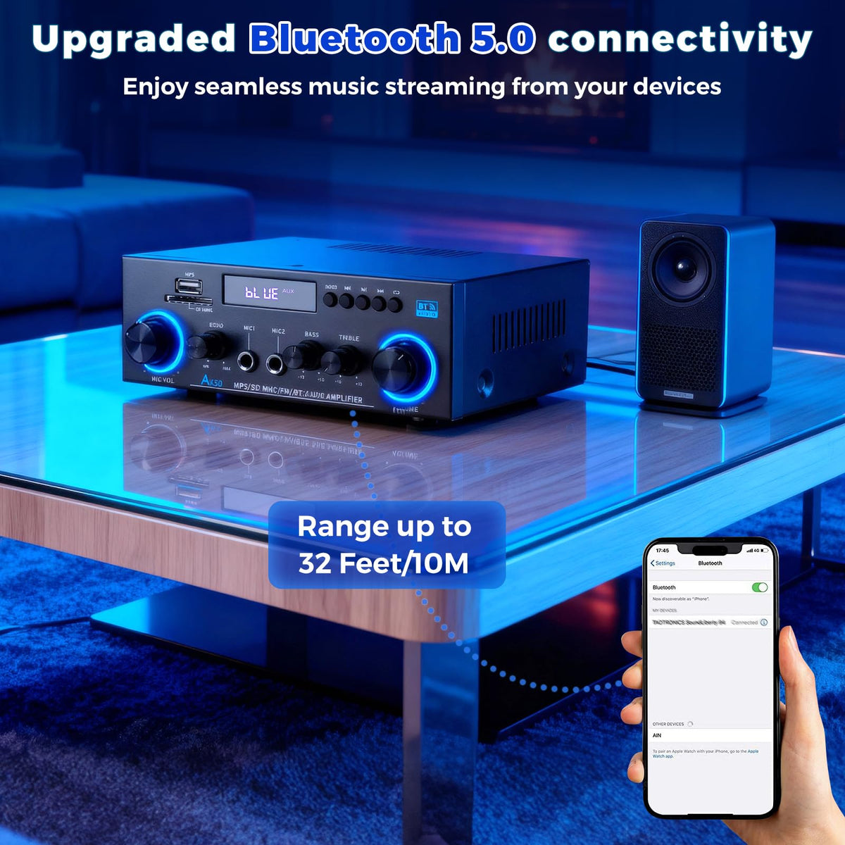2 Channel 400W Bluetooth Stereo Audio Amplifier Y7215