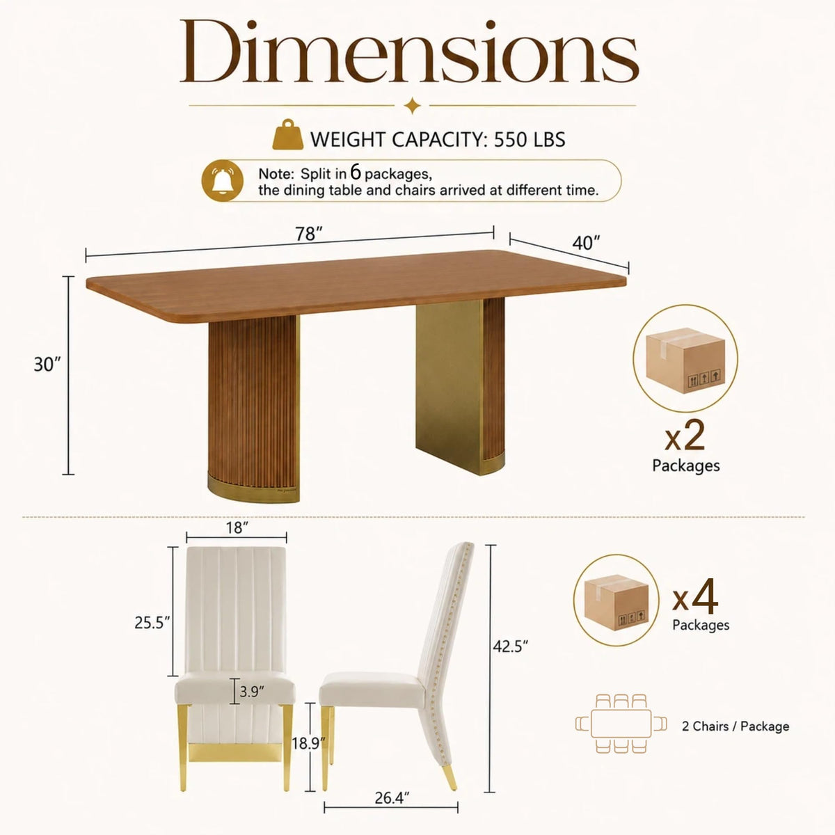78" Walnut Dining Table Set with White Leather Chairs for 8 T550