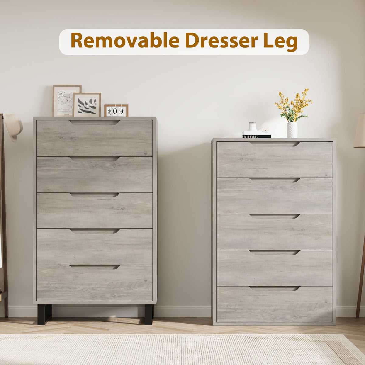 5 Drawer Vertical Dresser with Storage D7703