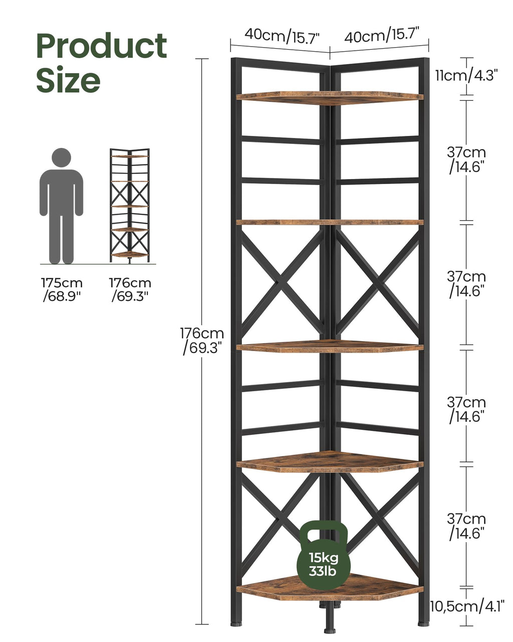 69.3" 5-Tier Corner Bookshelf Q7940