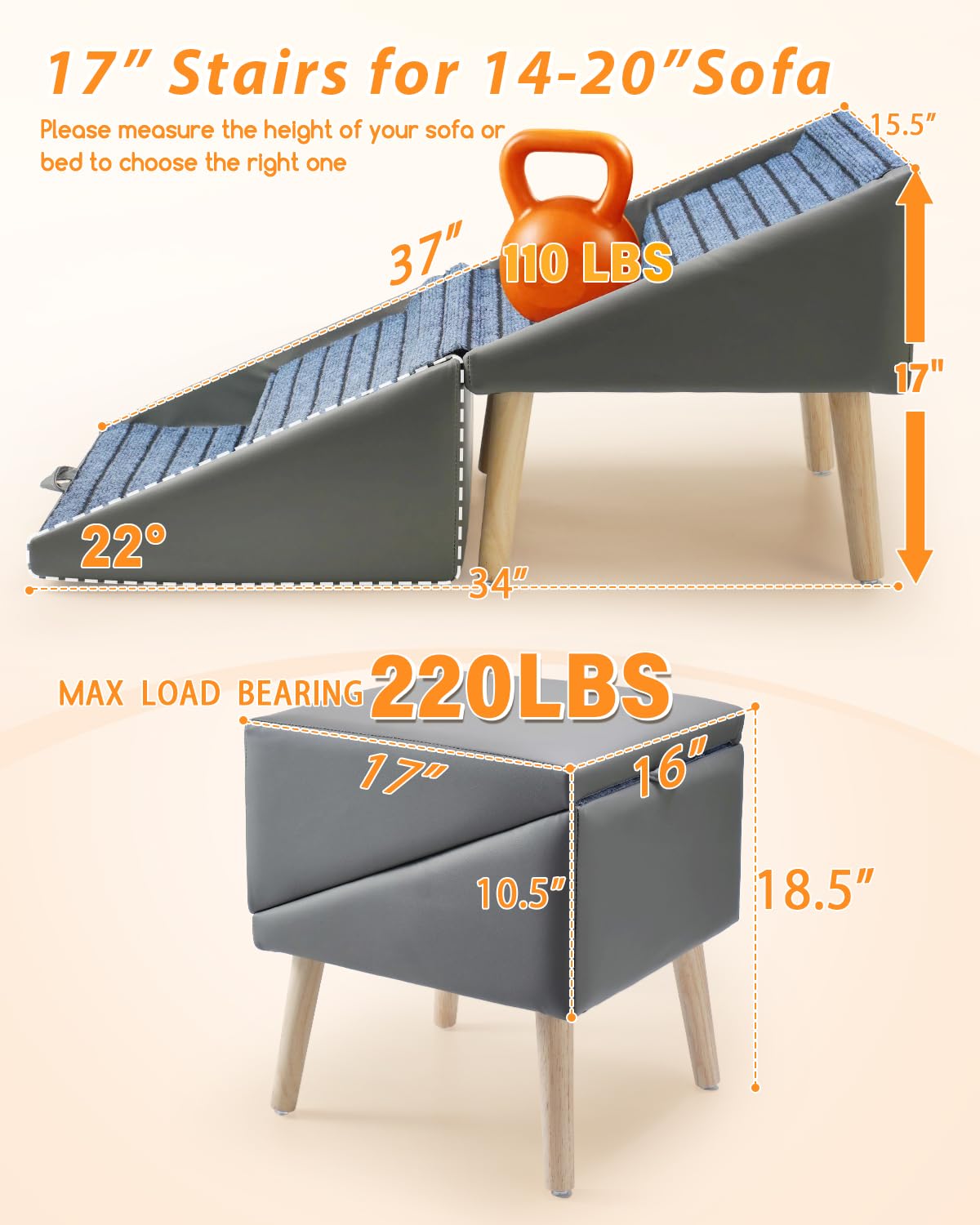 Foldable 4 Steps Non-Slip Pet Stairs W34838