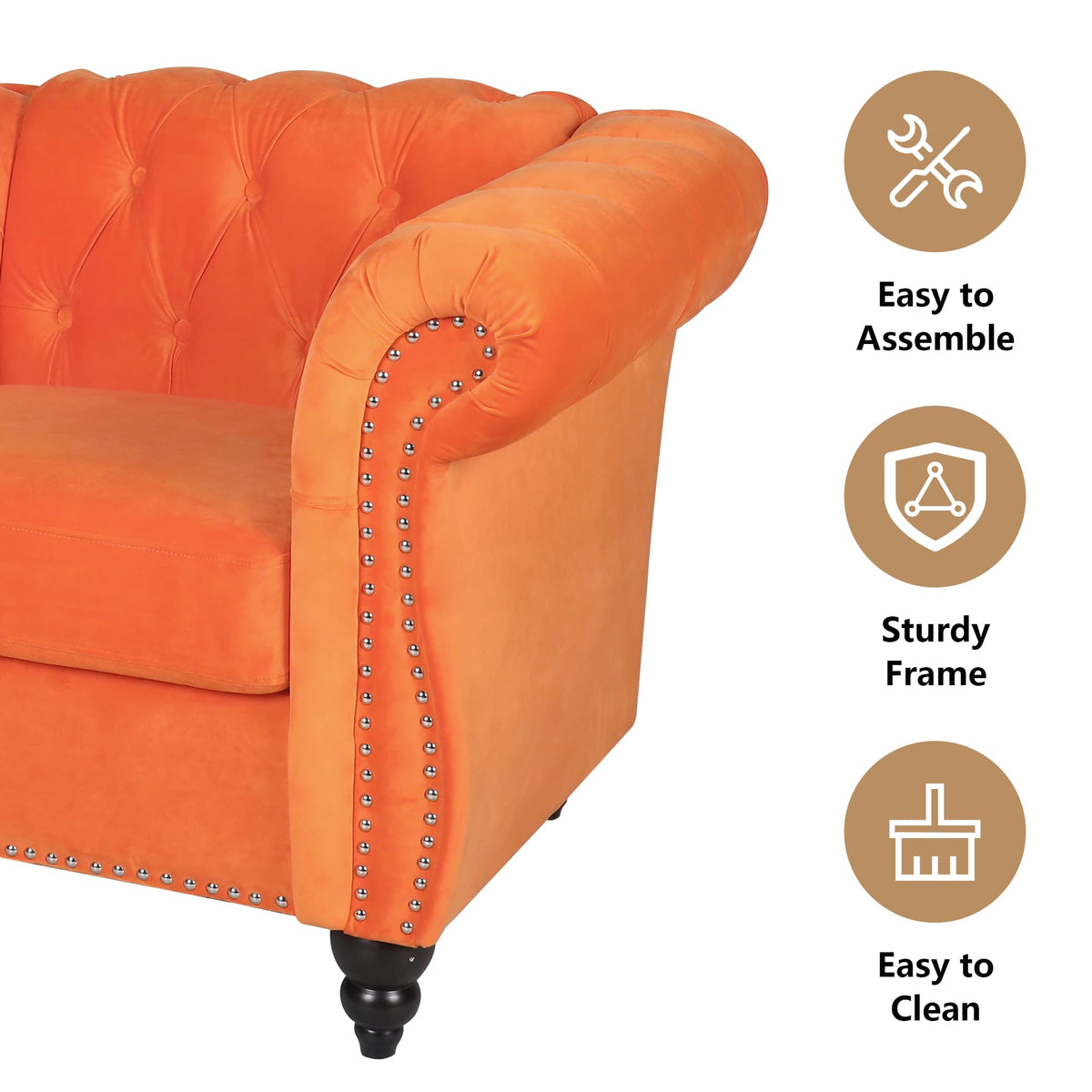 Orange Velvet Tufted Accent Chair P236096