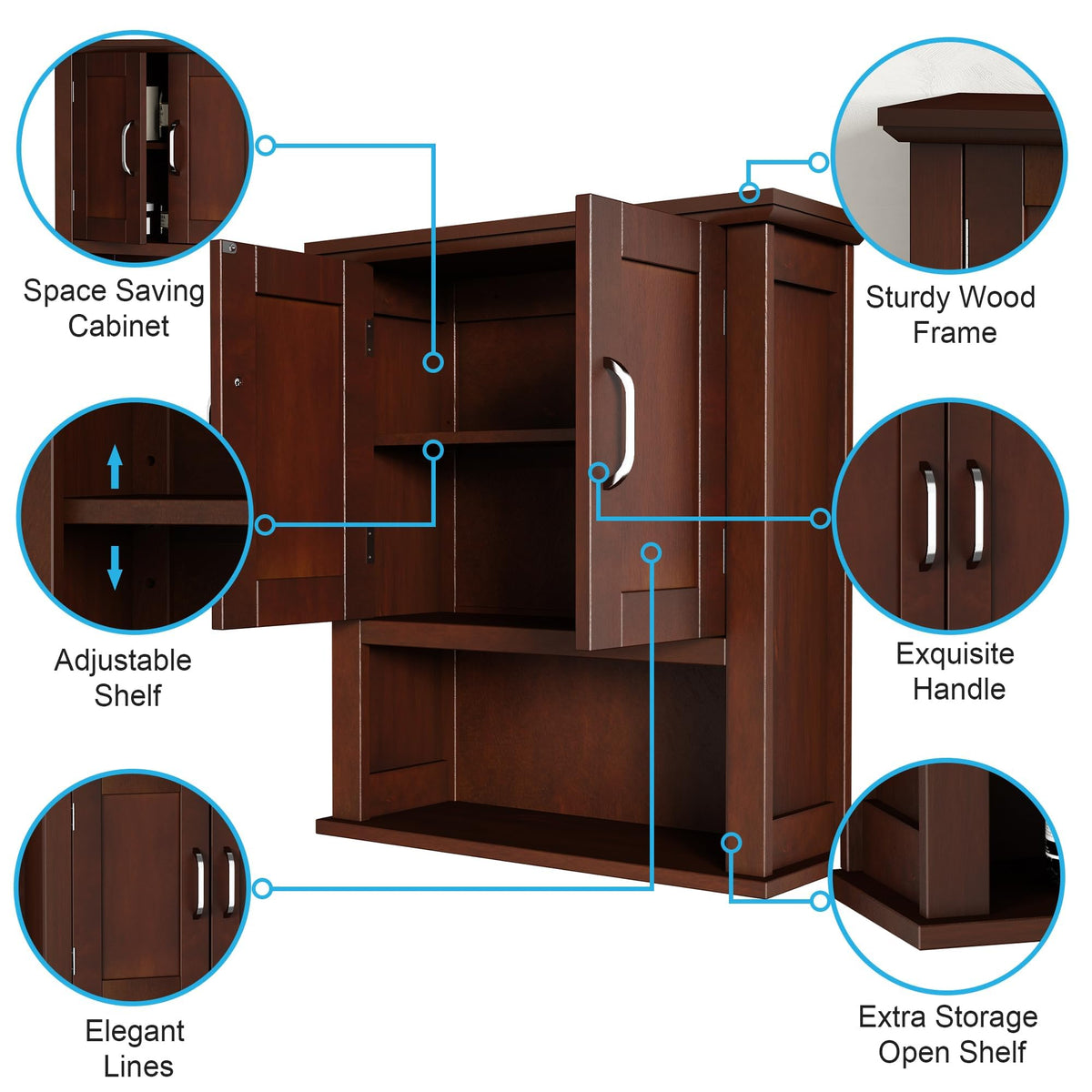 Wood Bathroom Wall Cabinet with Door Z45202