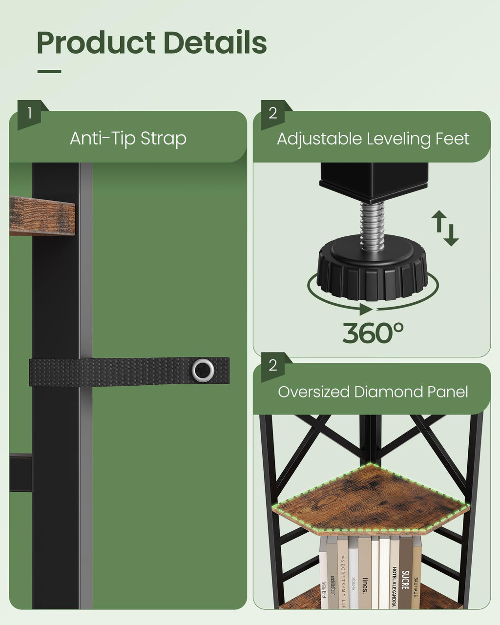 69.3" 5-Tier Corner Bookshelf Q7940