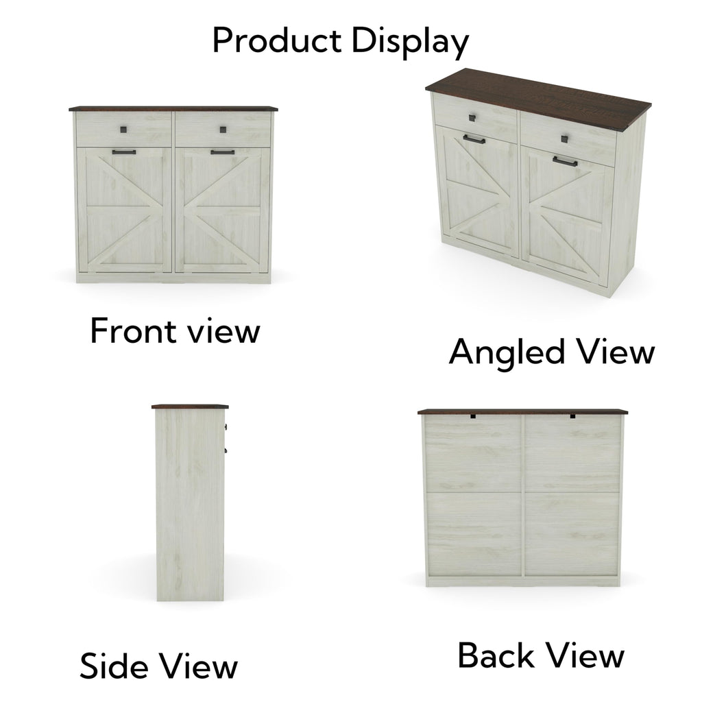 Double Tilt Out Trash Cabinet, Fits 2 10 Gallon Bins, Antique White N352