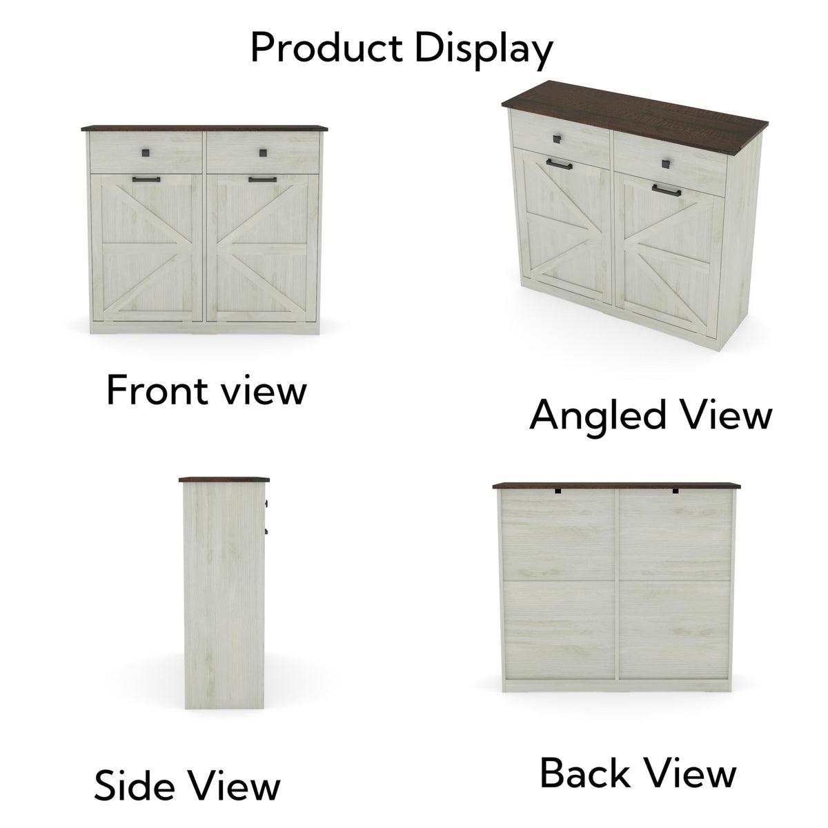 Double Tilt Out Trash Cabinet, Fits 2 10 Gallon Bins, Antique White N352