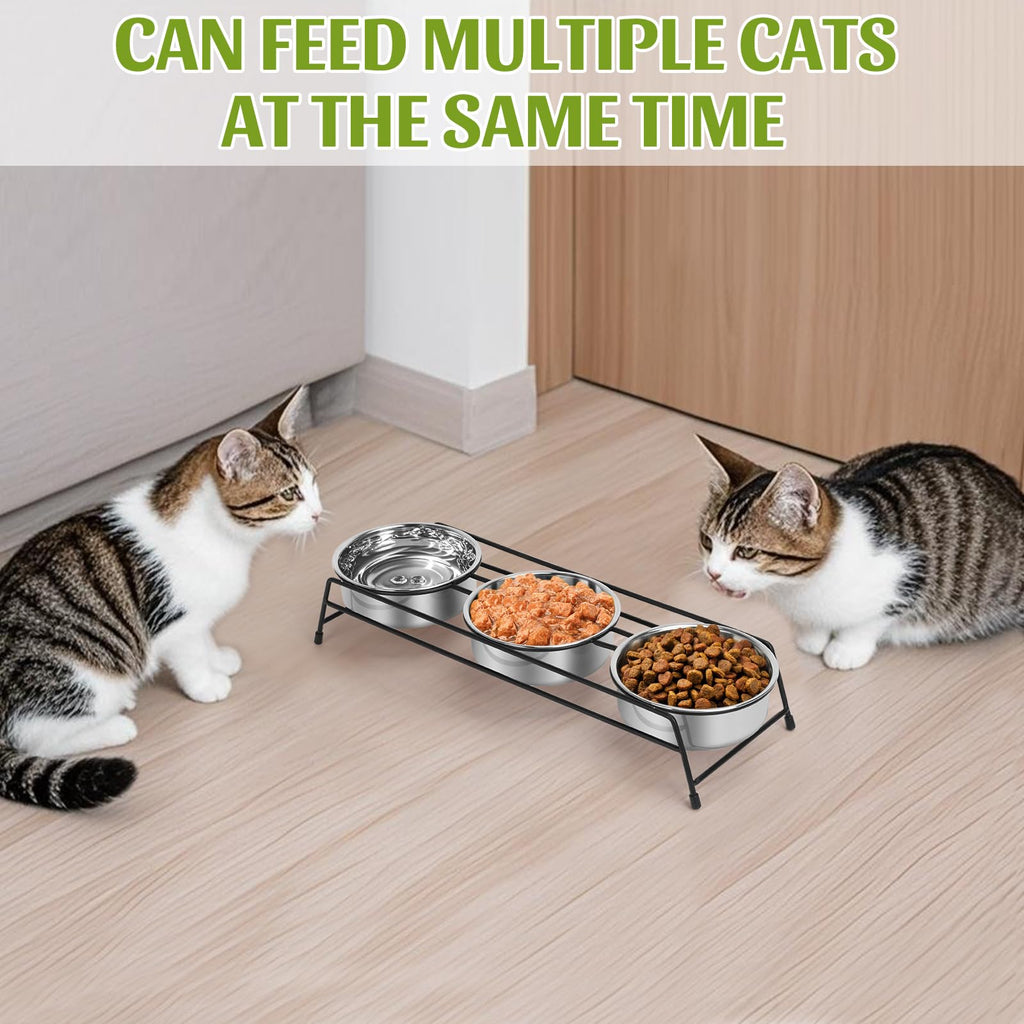 Raised 3 Stainless Steel Elevated Pet Bowls Y536044