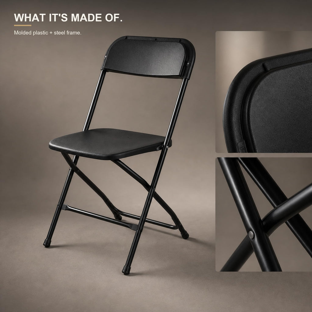 10 Pack Black Plastic Folding Chairs F84745