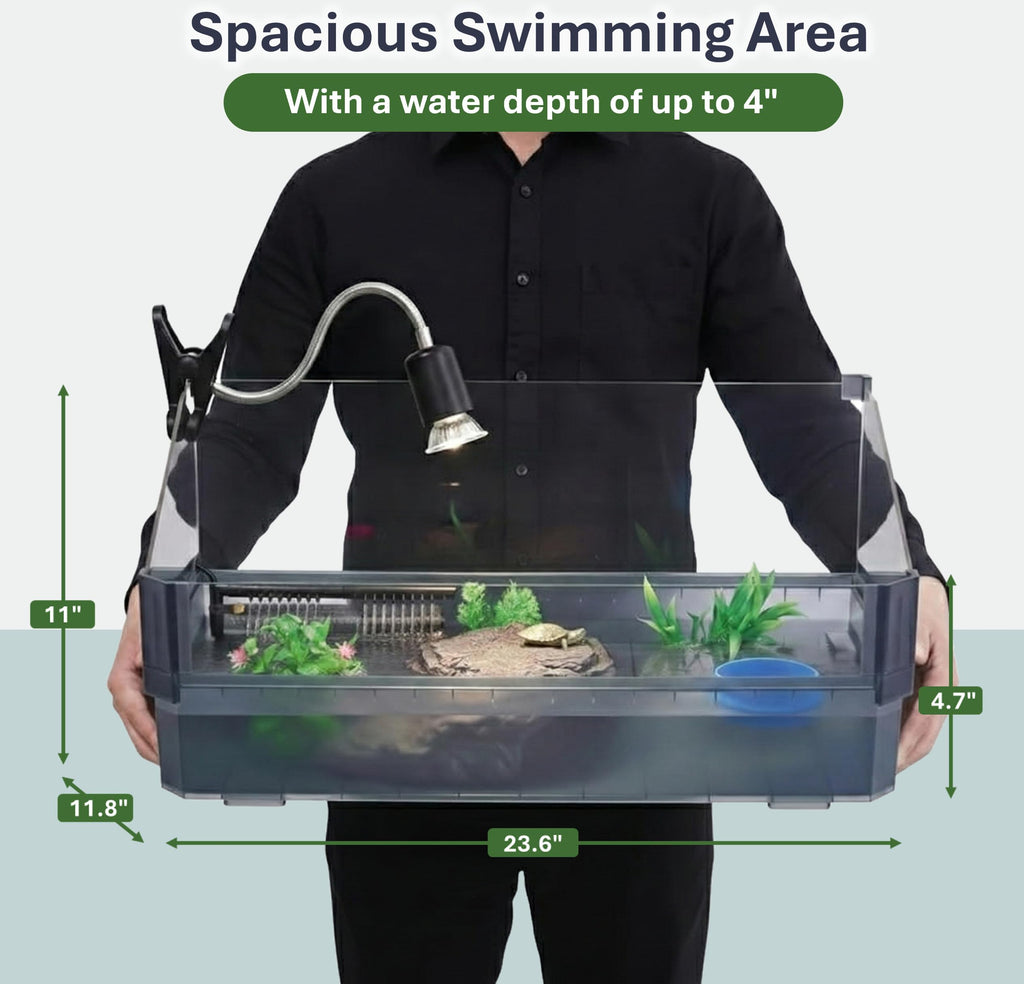 Black Turtle Tank Kit with Filter, UVB Lamp and Basking Platform Z14182